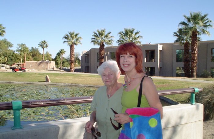 Joan and Mom walking the park - a favorite thing to do together